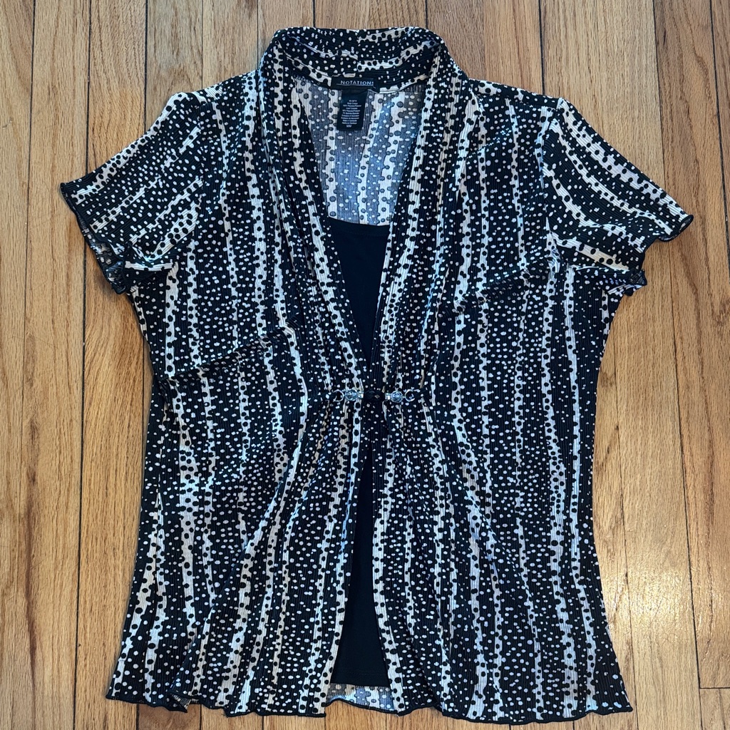 Notations Blouse Women's Black And Beige Patterned Blouse M